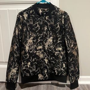 H&M bomber jacket, gold and black.